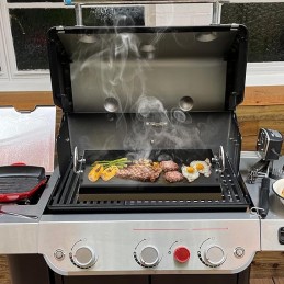 Keraminė neprideganti tik ugnies plancha keptuvė, skirta daugumai dujinių ir anglinių grilių, skirtų kepti 46x32x7cm