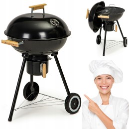 Apvalios sodo kepsninės, dangtis ant ratukų, pelenų keptuvė, ventiliacija, grotelės, rankena