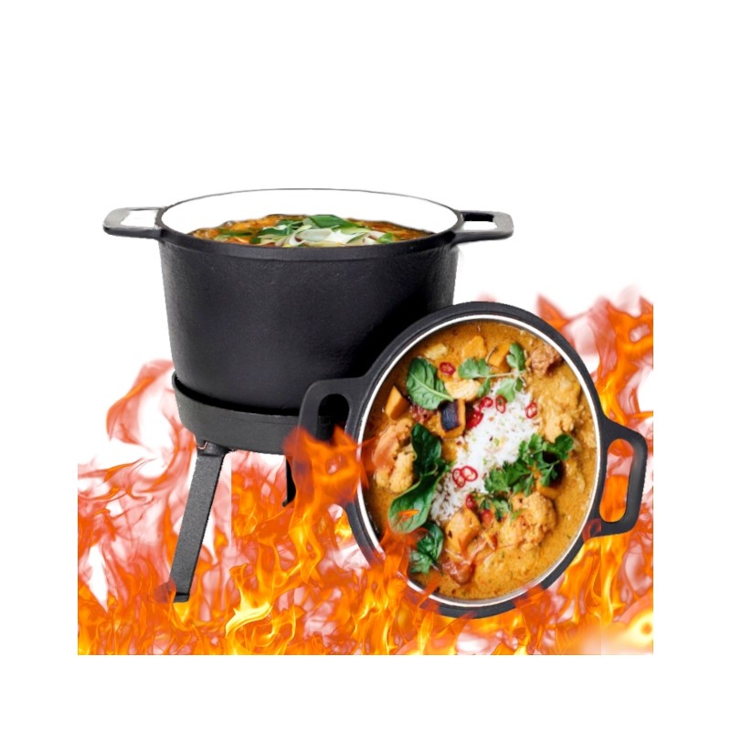 3 viename emaliuotas ketaus medžioklės puodas kepsniams, grilis mk302, 5l nemokamai