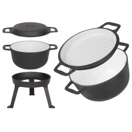 3 viename emaliuotas ketaus medžioklės puodas kepsniams, grilis mk302, 5l nemokamai