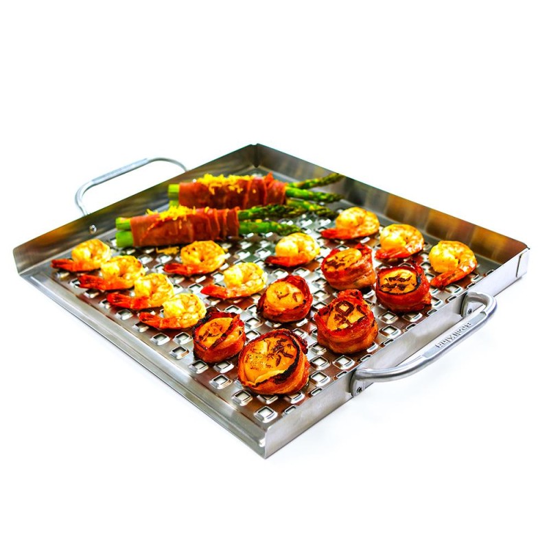 „Broil king“ plieno keptuvė, grilio plokštė su plieninėmis grotelėmis