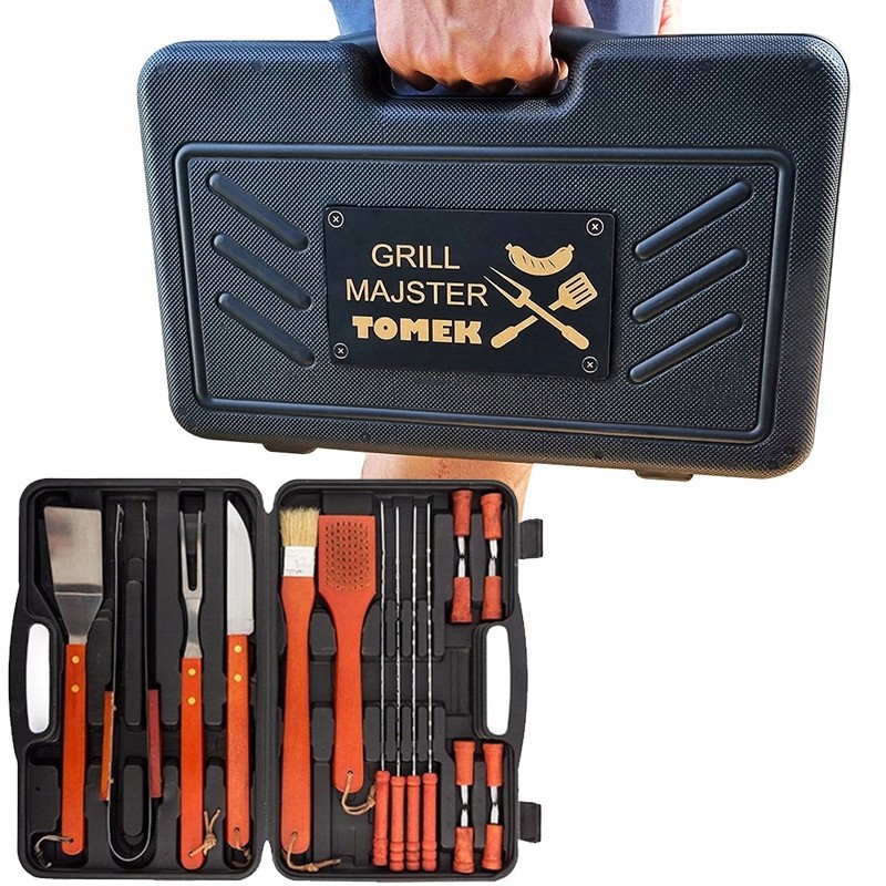 Personalizuotas kepsninės įrankių rinkinys lagamine