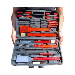 Personalizuotas kepsninės įrankių rinkinys lagamine