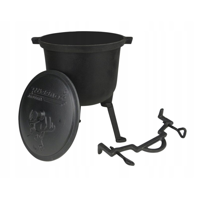 Medžioklės puodas, ketaus katilas, 8l, ross, juodas