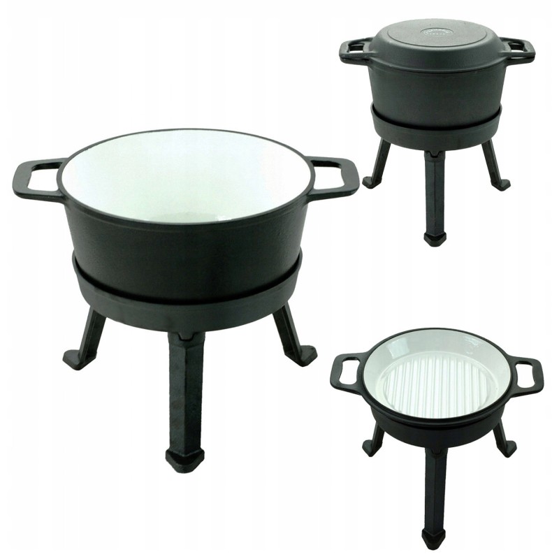 Ketaus medžioklės puodas, emaliuotas, 8l