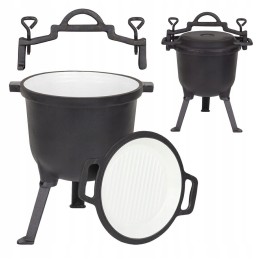 8 l medžioklinis virdulys su 2 viename dangčiu ir kepsnine