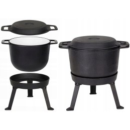 Medžioklinis virdulys 8 l, emaliuotas ugnies puodas, emaliuota grilio keptuvė