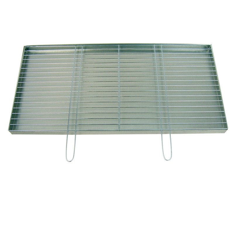 Grotelės griliui statyti 100x50 - skersmuo 4mm - chromuotos su pakura / pelenų keptuvė