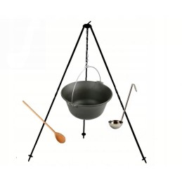 Čuguna katls 8 l + statīvs 120 cm + + karote + kauss 30 cm