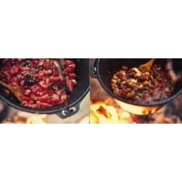 Cast iron cauldron 8 l + tripod 120 cm + + spoon + ladle 30 cm