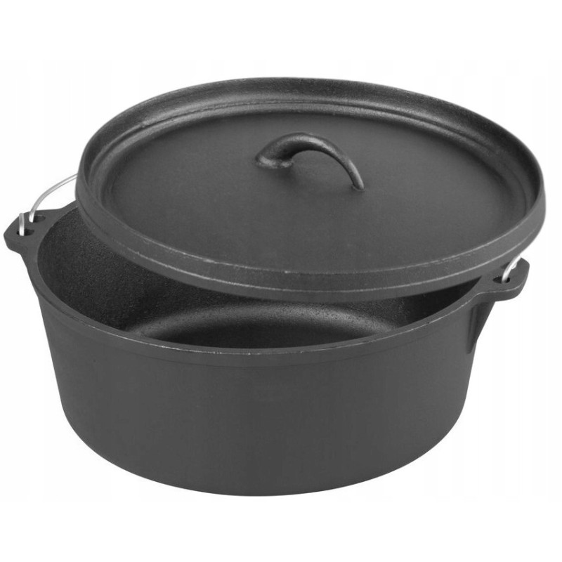 Puodo komplektas, ketaus troškintuvas, 10 litrų, ketaus dangtis, dangtelis