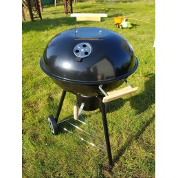 Sodo anglies grilis ant ratukų su dangčiu, 44 cm stabilios grotelės