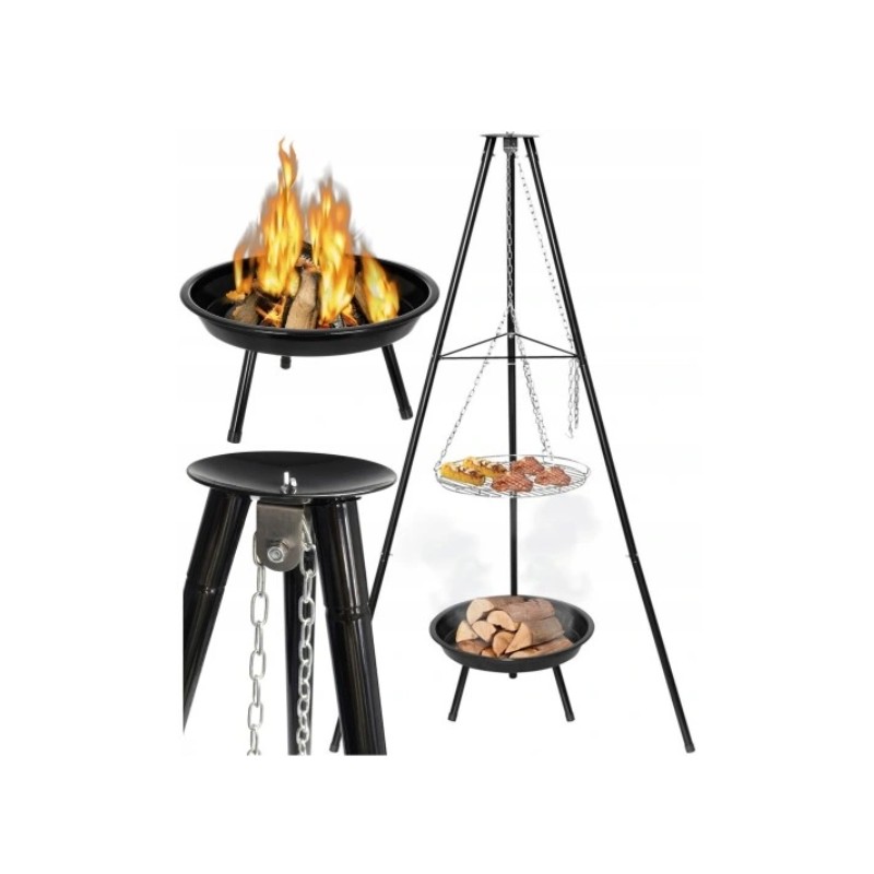 Sodo kepsninė, pakabinamas trikojis, laužavietė laužui