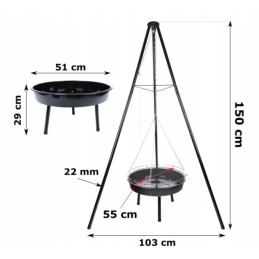 Sodo kepsninė, pakabinamas trikojis, laužavietė laužui