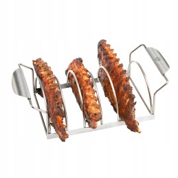 Plieninis grotelių stovas skirtas mėsai kepti