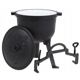 Medžioklės katilas ketaus emaliuotas puodas stovintis ugnis 5l mk102 nemokamai