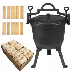 Ketaus katilas, emaliuotas, medžioklinis puodas, grilis, 5l, nemokamas ugnies paleidiklis, MK102