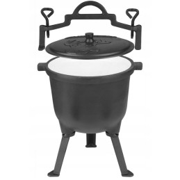 Ketaus katilas, emaliuotas, medžioklinis puodas, grilis, 5l, nemokamas ugnies paleidiklis, MK102