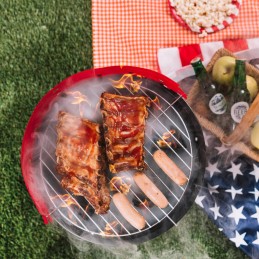 Apvalios turistinės anglies kepsninės su reguliuojamomis grotelėmis