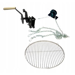 Profesionali grilio ritė, grotelės, grandinės komplektas ir volelis su tvirtinimu