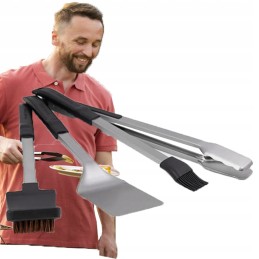 Baron broil king kepsnių rinkinys, šepetys, mentelė, žnyplės, šepetys