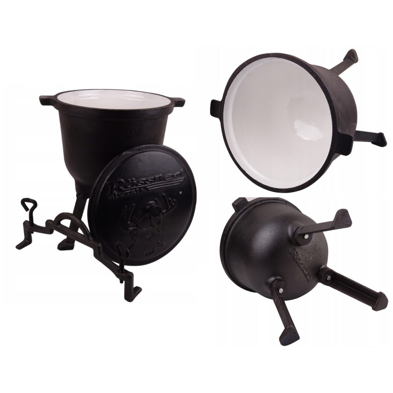 Emaliuotas ketaus katilas, 8 litrų, virš ugnies