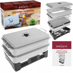 Ruda balkono rūkykla, nešiojama, reguliuojama, skirta žuviai, kumpiui, sūriui, mėsai