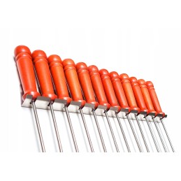 Nerūdijančio plieno kepsninės laužo lazdos, 130 cm, 12 vnt, kabykla