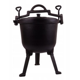 Tvirtas didelis ketaus medžioklinis laužo katilas