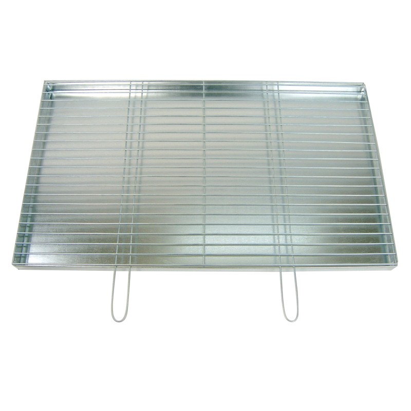 Grotelės griliui statyti 100x60 - skersmuo 4mm - chromuotos su pakura / pelenų keptuvė