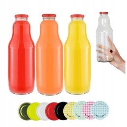 60 x vaisiais dekoruotas butelis 1000ml + dangtelio skersmuo 43