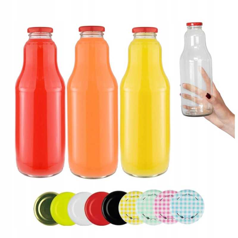 60 x vaisiais dekoruotas butelis 1000ml + dangtelio skersmuo 43