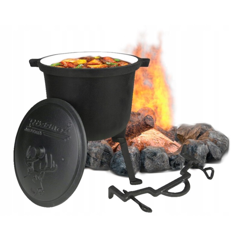 Medžioklinis virdulys 8l, ketaus, emaliuotas puodas židiniui mk404 nemokamai