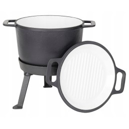 Emaliuotas ketaus puodas 3in1, stovas, keptuvė, 10 l