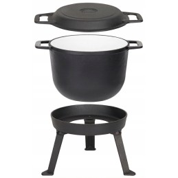 Emaliuotas ketaus puodas 3in1, stovas, keptuvė, 10 l