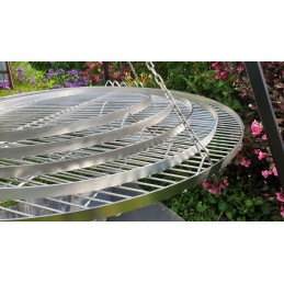 Nerūdijančio plieno grotelės 80 cm, apvalios, trikojo grotelės, pakabinamos inox