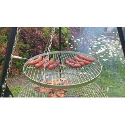 Nerūdijančio plieno grotelės 80 cm, apvalios, trikojo grotelės, pakabinamos inox