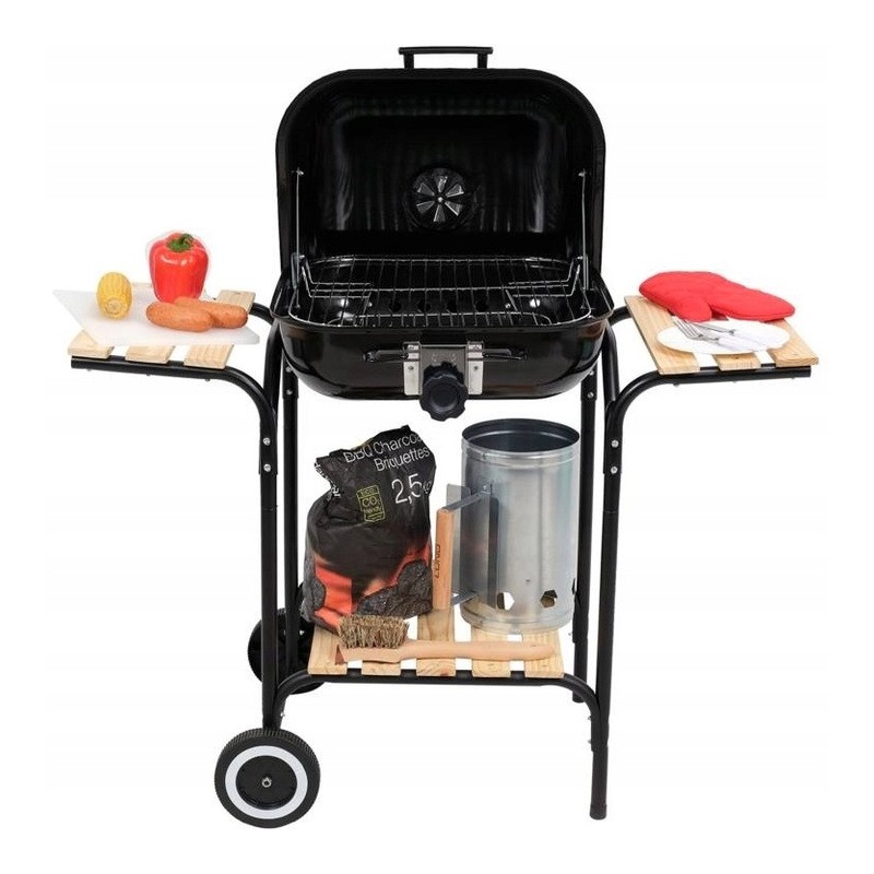 Anglies grilis su dangteliu ir reguliuojamomis grotelėmis