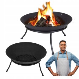 Sodo židinys anglims, malkoms, ketaus grilis, 60 cm, juodas