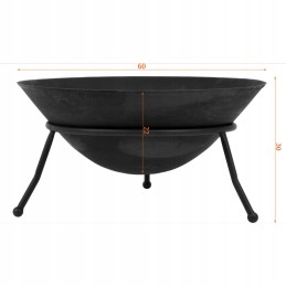 Sodo židinys anglims, malkoms, ketaus grilis, 60 cm, juodas