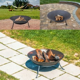 Sodo židinys anglims, malkoms, ketaus grilis, 60 cm, juodas