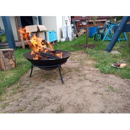 Sodo židinys anglims, malkoms, ketaus grilis, 60 cm, juodas