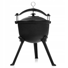 Stovintis katilas 8l, kietas ketaus puodas, medžioklinis katilas, vengriškas grilis