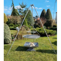 Nerūdijančio plieno grotelės 80 cm, apvalios, trikojo grotelių, laužavietės, aukštos kokybės