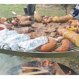 Nerūdijančio plieno grotelės 80 cm, apvalios, trikojo grotelių, laužavietės, aukštos kokybės