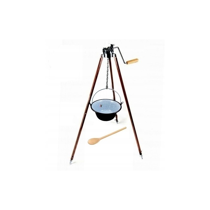 Originalus vengriškas emaliuotas katilas 20l + stovas 180cm