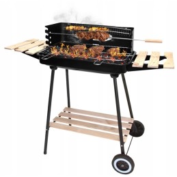 Sodo kepsninė su anglimis, 2 grotelės, 3 lentynos, ratukai