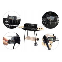 Sodo kepsninė su anglimis, 2 grotelės, 3 lentynos, ratukai