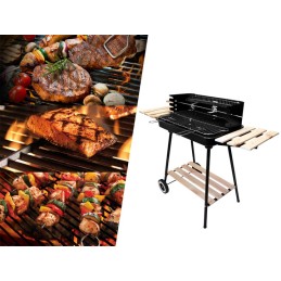 Sodo kepsninė su anglimis, 2 grotelės, 3 lentynos, ratukai