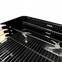 Sodo kepsninė su anglimis, 2 grotelės, 3 lentynos, ratukai